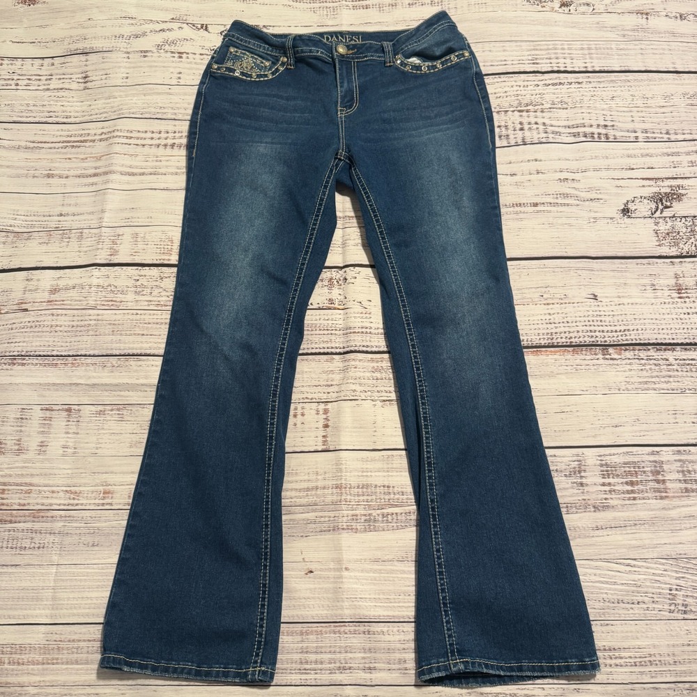 Danesi Stretch Denim Blue Jeans Embellished Women's Size 15‎ (Fits 32x30)